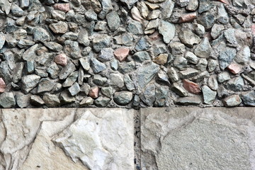 Combined coating of marble and stone tiles