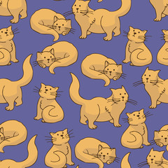 Fototapeta premium Red Cat Seamless Pattern