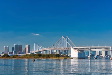 Rainbow Bridge in Odaiba Tokyo Japan