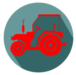 red tractor flat design icon vector eps 10