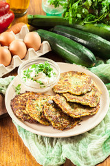 Zucchini fritters or pancakes