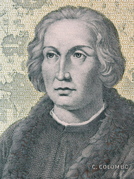 Christopher Columbus Portrait From Old Italian Money