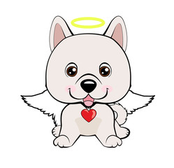 happy dog angel. Eskimo Dog or Spitz.