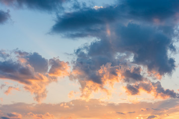 Naklejka na ściany i meble sunset, blue sky with clouds