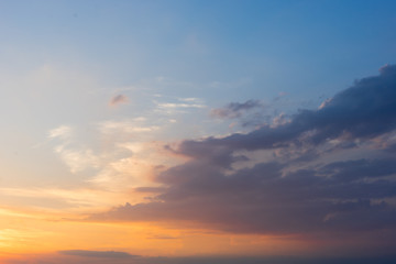 sunset, blue sky with clouds