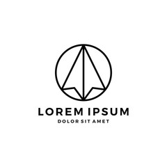 paper plane geometric abstract paperplane logo icon vector illustration line outline monoline