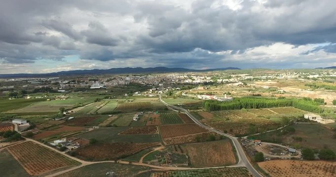 Views from drone of requena vineyards, Spain