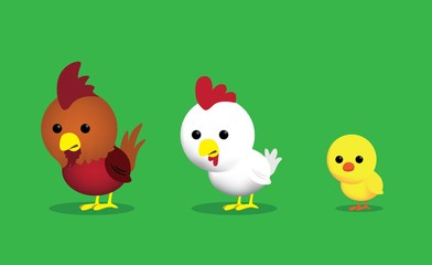 Chicken Characters Set Cartoon Vector Illustration 1