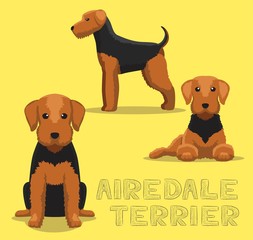 Dog Airedale Terrier Cartoon Vector Illustration