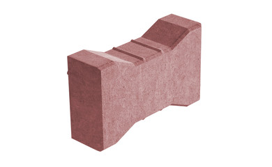 3D realistic render of red single lock paving brick. Isolated on white background.