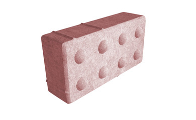 3D realistic render of red single lock paving brick. Isolated on white background.