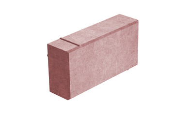 3D realistic render of red single lock paving brick. Isolated on white background.