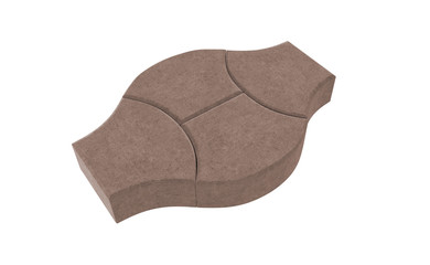 3D realistic render of three brown lock paving bricks. Isolated on white background.