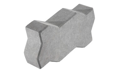 3D realistic render of grey single lock paving brick. Isolated on white background.