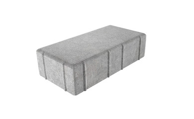 3D realistic render of grey single lock paving brick. Isolated on white background.
