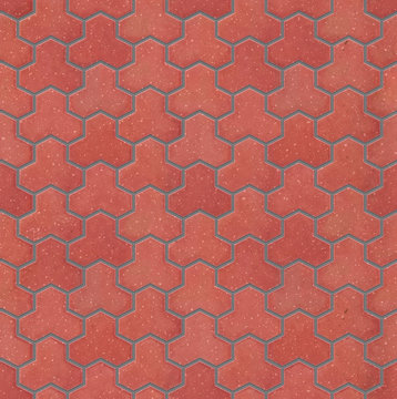 Trihex red style brick pavers, seamless texture