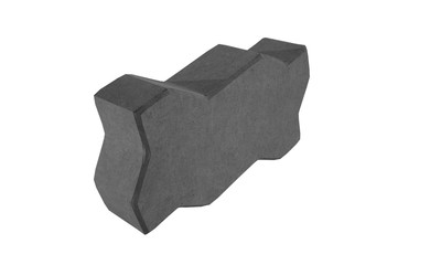 3D realistic render of black single lock paving brick. Isolated on white background.