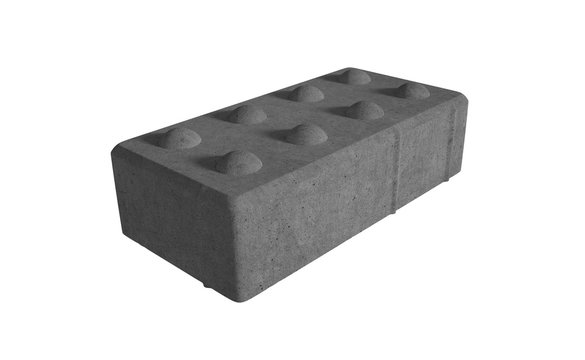 3D realistic render of black single lock paving brick. Isolated on white background.