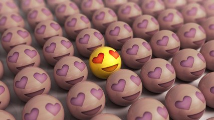 the concept of love joyful balls with hearts instead of eyes a general delight