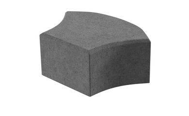 3D realistic render of black single lock paving brick. Isolated on white background.