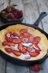Big dutch pancake with starwberry