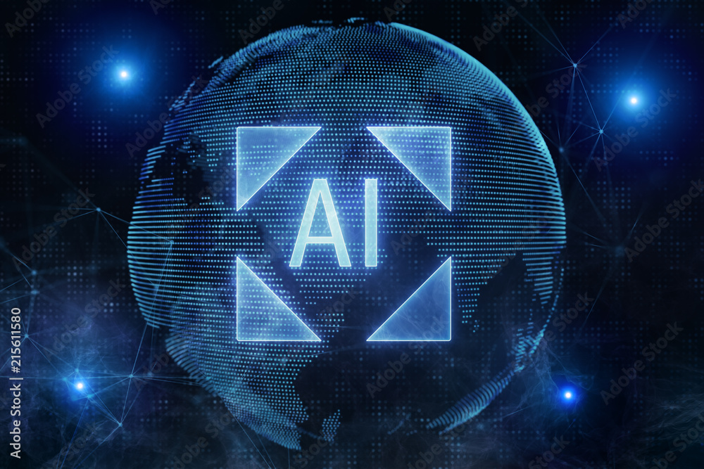 Poster artificial intelligence and network concept