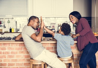 Black family spending time together