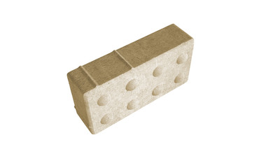 3D realistic render of yellow single lock paving stone. Isolated on white background.