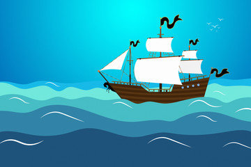 Pirate ship cartoon © peshkova