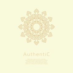 Golden vector logotype. Mandala outline logo. Classic floral design.