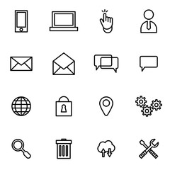 Online icons set simple flat style vector illustration