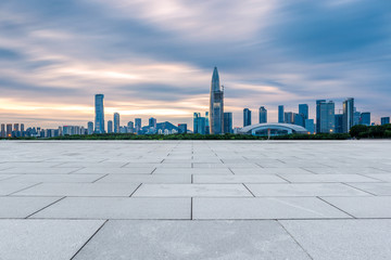 Shenzhen Bay and the no people's square in dusk