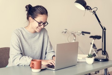 Woman using computer laptop