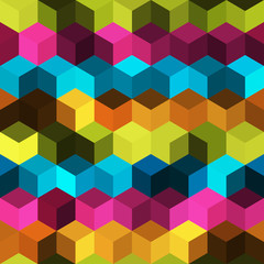 Hexagon grid seamless vector background. Childish polygons bauhaus corners geometric design. Trendy colors hexagon cells pattern for card or cover. Honeycomb shapes mosaic backdrop.