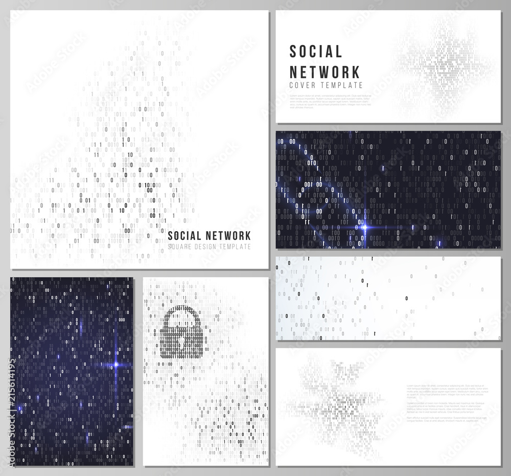 Wall mural the minimalistic abstract vector layouts of modern social network mockups in popular formats. binary