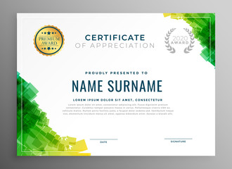 abstract green certificate of appreciation template - obrazy, fototapety, plakaty