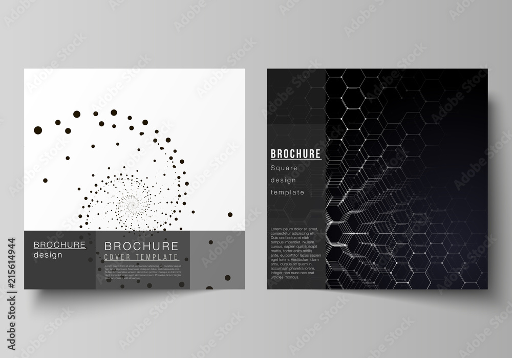 Wall mural the minimal vector illustration of editable layout of two square format covers design templates for 