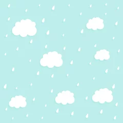 Tuinposter cute cloud and rain pattern background © starlineart