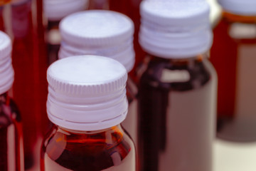 glass bottles of syrup medicine