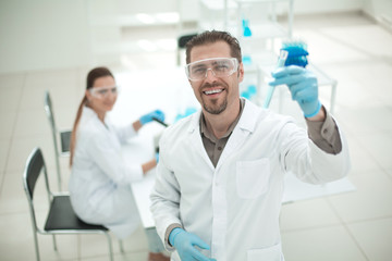successful scientist checking the results of the examination.