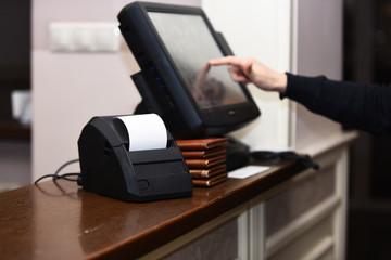 Credit card payment and bill for purchase. Electronic finance