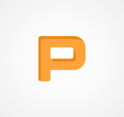 Letter P. Bold geometric font element. Modern vector alphabet symbol.