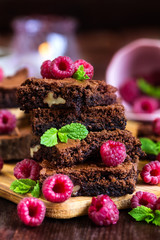 Brownie with raspberry