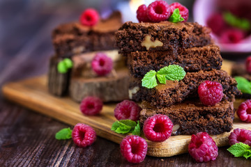 Brownie with raspberry