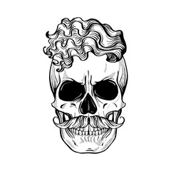 Angry skull with hairstyle
