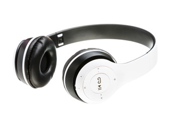 White wireless headphones. Headphones isolated on white background