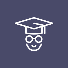 Graduated student icon simple flat style outline illustration