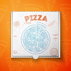 Cardboard box with pizza salami