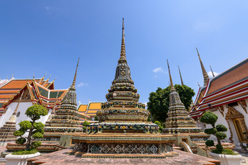 Fototapeta na wymiar Wat Pho or Wat Phra Chetuphon Vimolmangklararm Rajwaramahaviharn is one of Bangkok's oldest temples, it is on Rattanakosin Island, directly south of the Grand Palace.