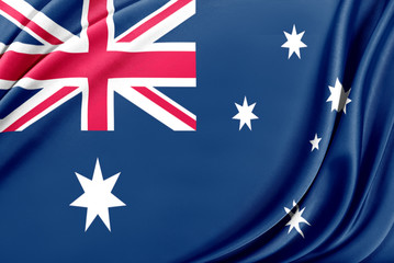 Australia flag with a glossy silk texture.